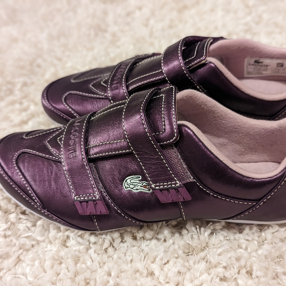 Lacoste tennis shoes, 7.5, purple, Velcro